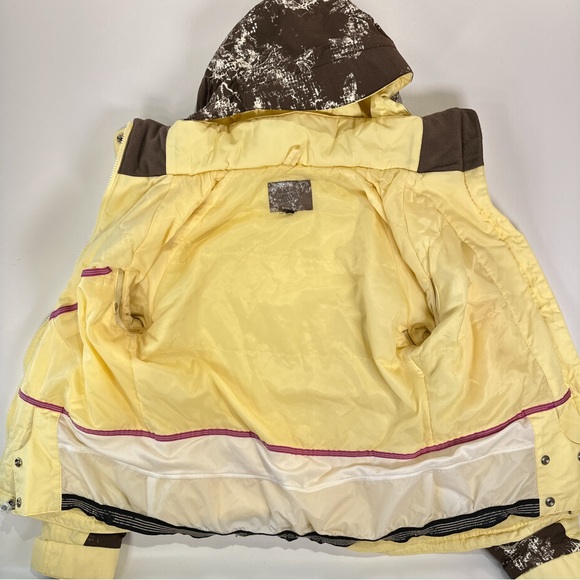Nils Women’s Insulated Ski Jacket Butter Yellow Abstract Brown Small - Picture 4 of 12